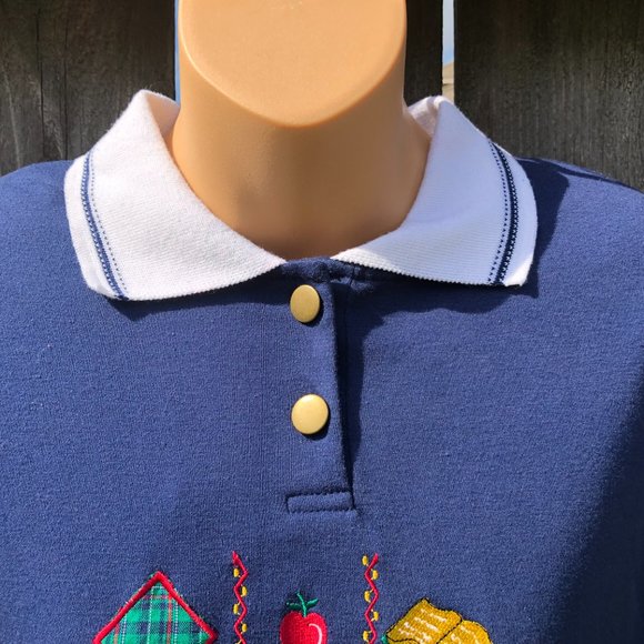 Vintage Napa Valley Long Sleeve Knit Pullover Embroidered Teacher Theme Womens L - Picture 4 of 8